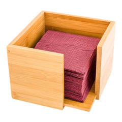 Nature Tek Square Natural Bamboo Cocktail Napkin Holder - 5 1/4