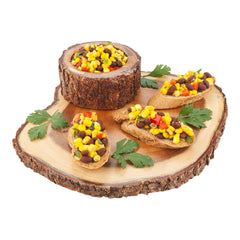 Eco Display Round Natural Acacia Serving Board - Varnished, Bark Edges - 9