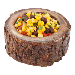 Bio Tek 10 oz Round Natural Acacia Serving Bowl - Varnished, Bark Edges - 4