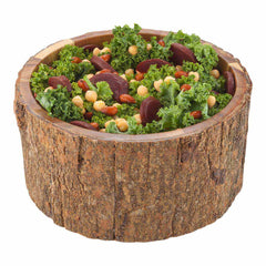 Bio Tek 140 oz Round Natural Acacia Serving Bowl - Varnished, Bark Edges - 10