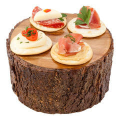 Eco Display Round Natural Acacia Medium Riser - Varnished, Bark Edges - 6