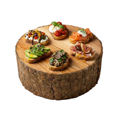 Eco Display Round Natural Acacia Large Riser - Varnished, Bark Edges - 10