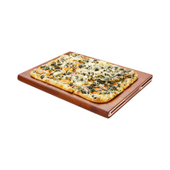 Eco Display Elegante Rectangle Natural Acacia Small Serving Platter - Rose Gold Hardware - 14 1/2