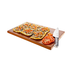 Eco Display Elegante Rectangle Natural Acacia Large Serving Platter - Rose Gold Hardware - 18 1/2