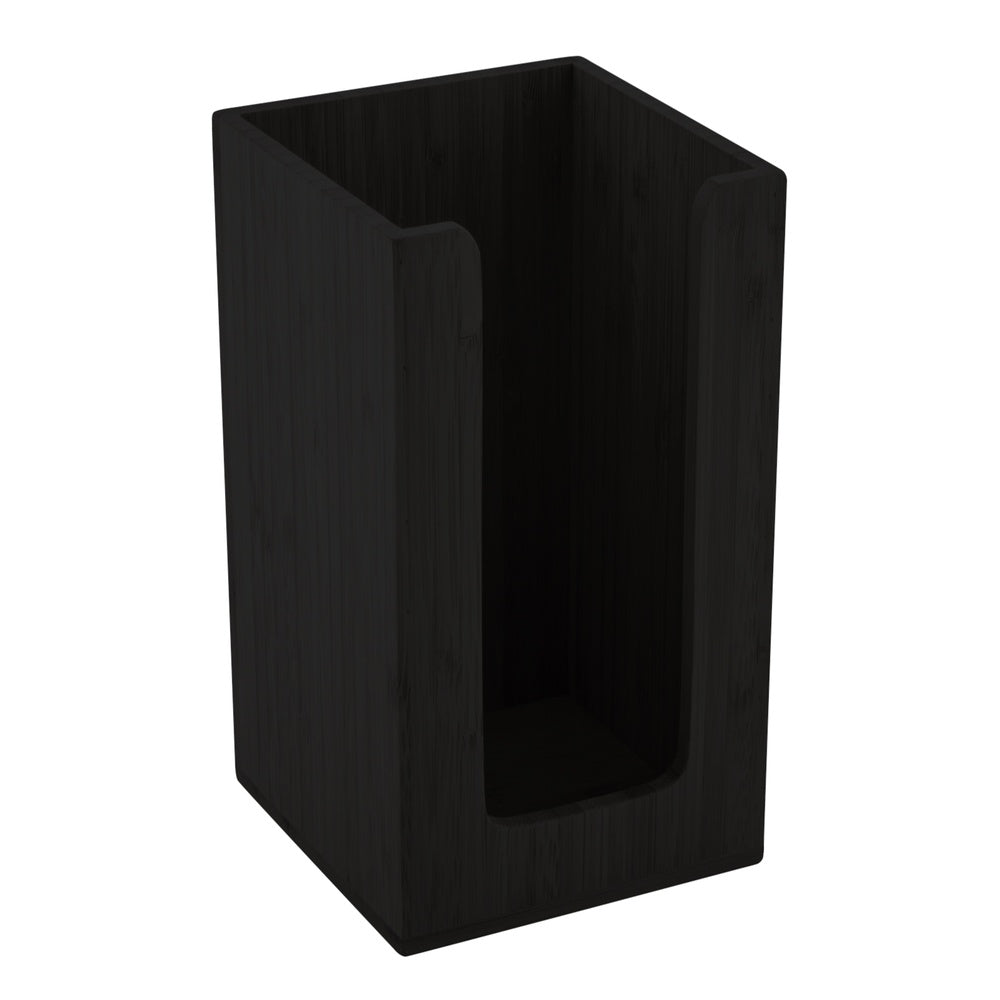 Restpresso Black Bamboo Coffee Cup / Lid / Cocktail Napkin Organizer - 4 1/2" x 4 1/2" x 8" - 1 count box