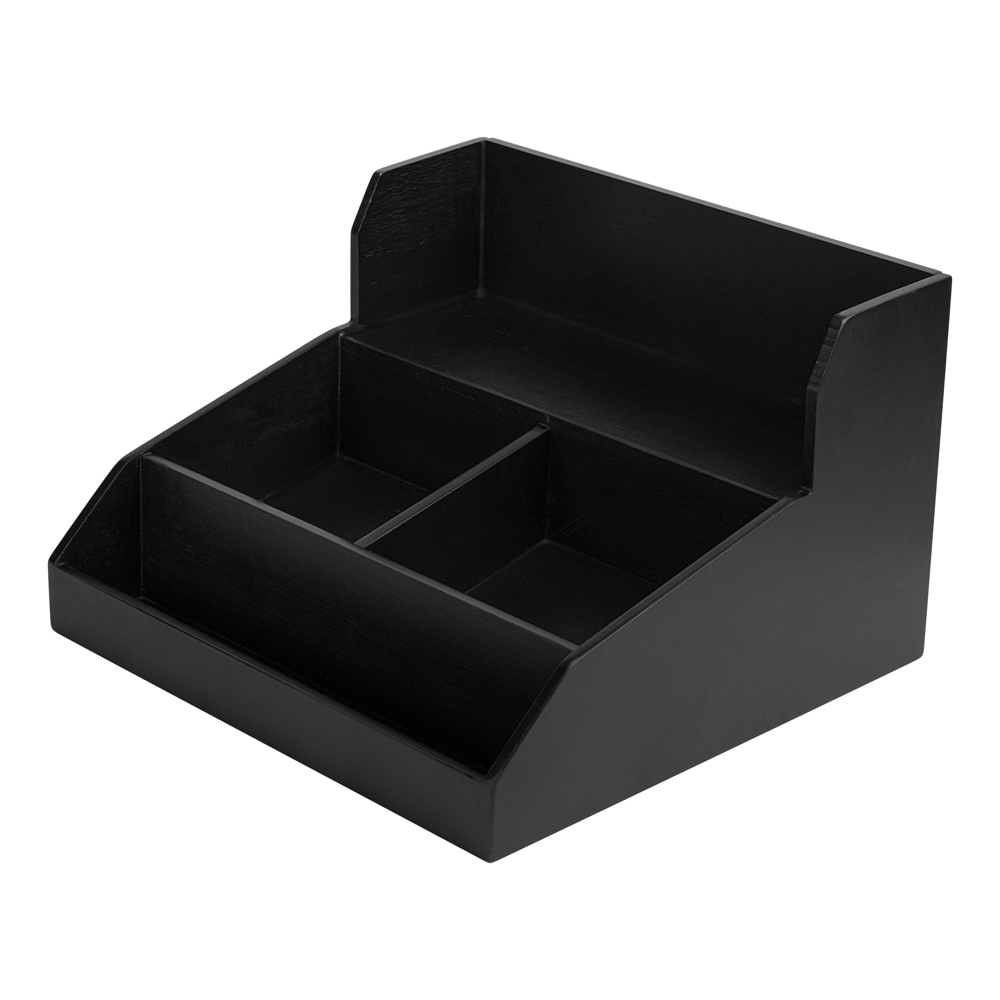 Restpresso Black Bamboo Condiment / Coffee Cup / Lid Organizer - 15" x 14 1/4" x 9 1/4" - 1 count box