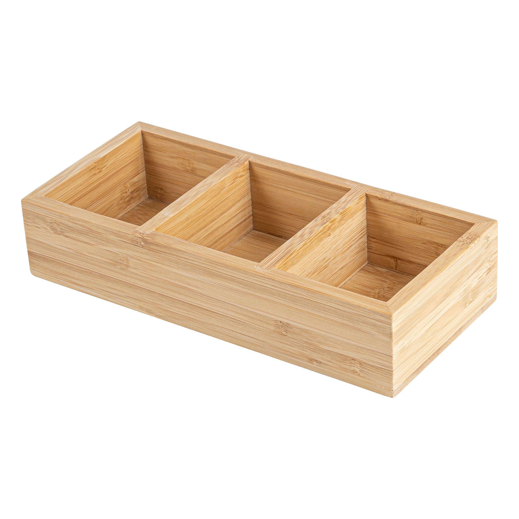 Restpresso Rectangle Natural Bamboo Packet Organizer - 9 1/2" x 4 1/4" x 2" - 1 count box