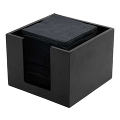 Nature Tek Square Black Bamboo Cocktail Napkin Holder - 5 1/2