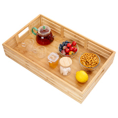 Nature Tek Rectangle Natural Bamboo Serving Tray - with Handles - 20 3/4
