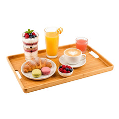 Nature Tek Rectangle Natural Bamboo Serving Tray - with Handles - 19 3/4