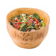 Nature Tek 100 oz Round Natural Wood Serving Bowl - 9 3/4
