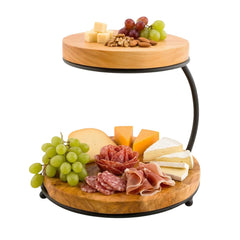 Nature Tek Natural Wood Display Stand - 2-Tier, with Metal Frame - 10 3/4