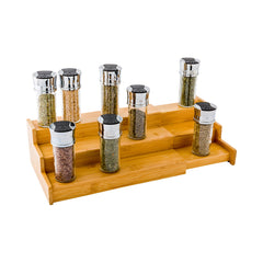 Eco Display Natural Bamboo Spice Shelf - 3-Tier, Expandable - 12 1/2
