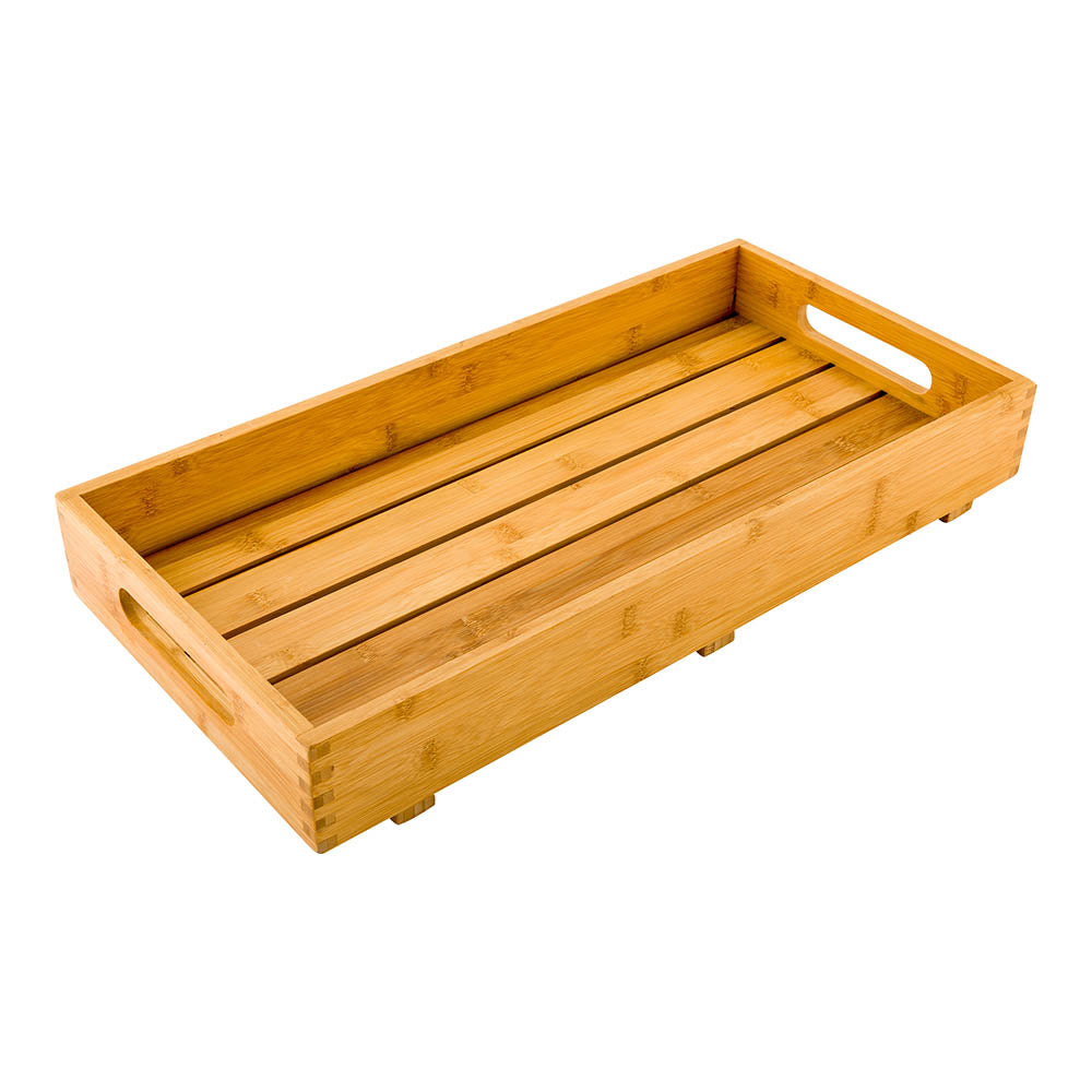 Nature Tek Natural Bamboo Serving Tray - with Handles - 22 1/2" x 11" x 2 3/4" - 1 count box