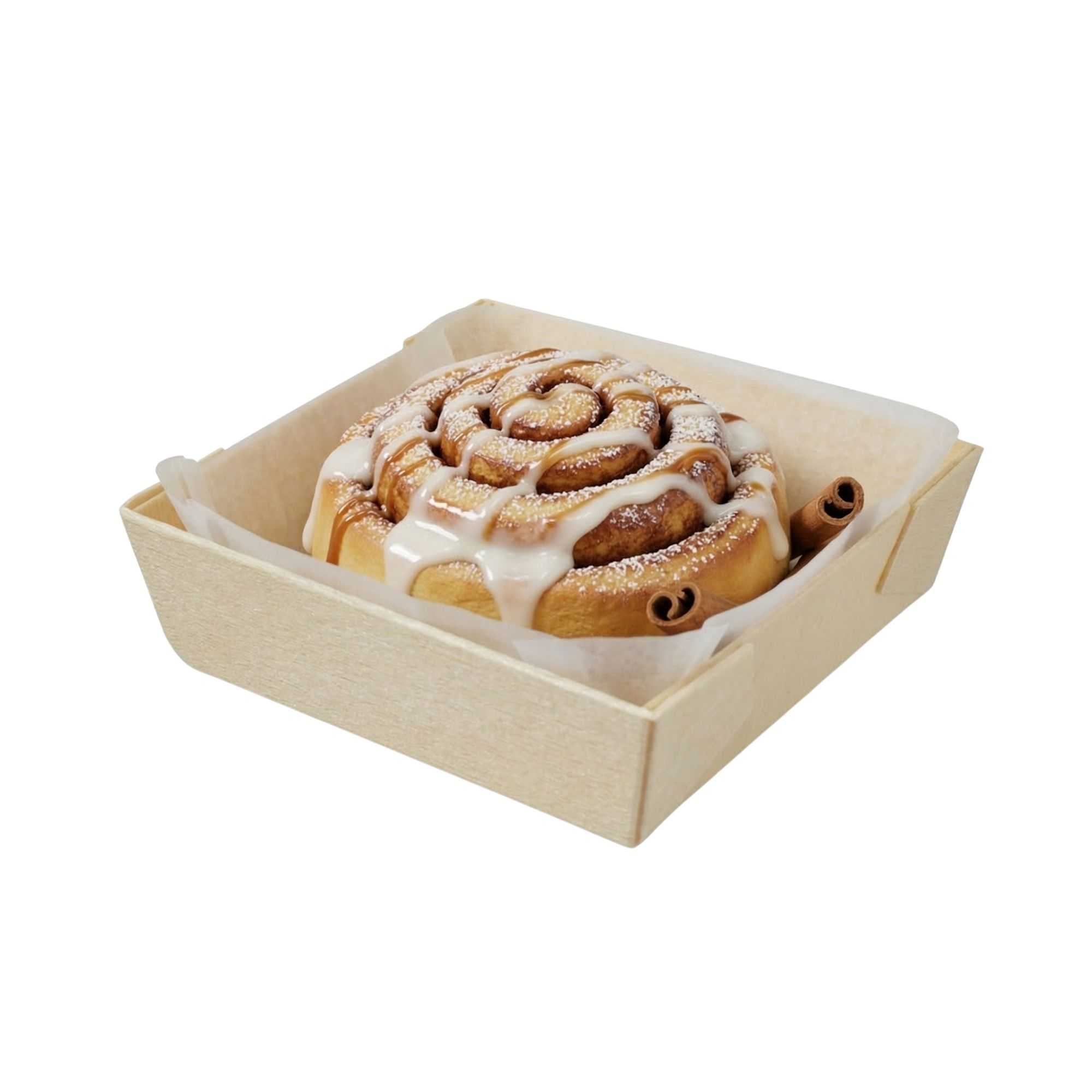 Taipei Poplar Baking / Serving Container - with Paper Liner - 2 3/4" x 2 3/4" x 3/4" - 100 count box