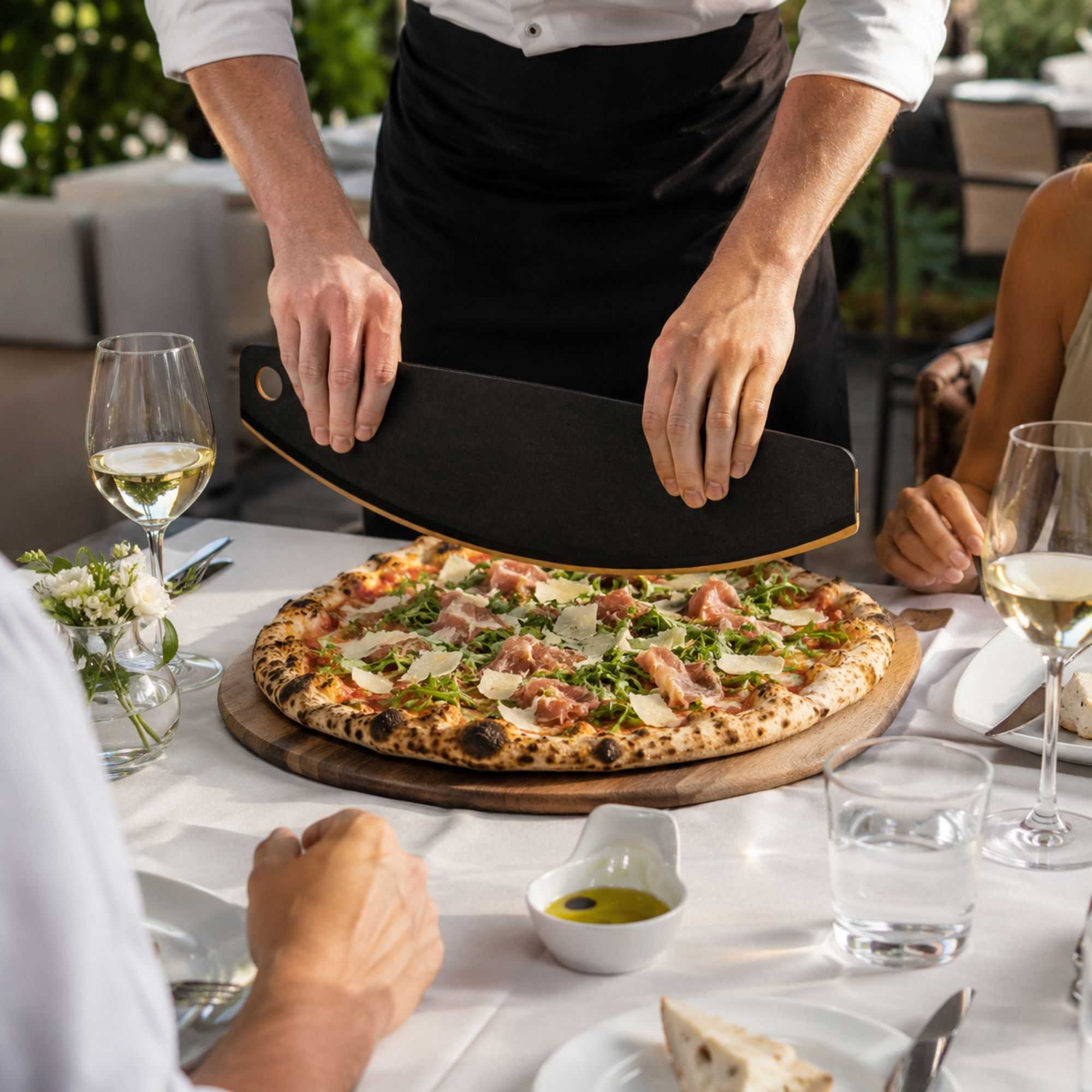Nature Tek Black Wood Pizza Cutter / Rocker - 16" - 1 count box