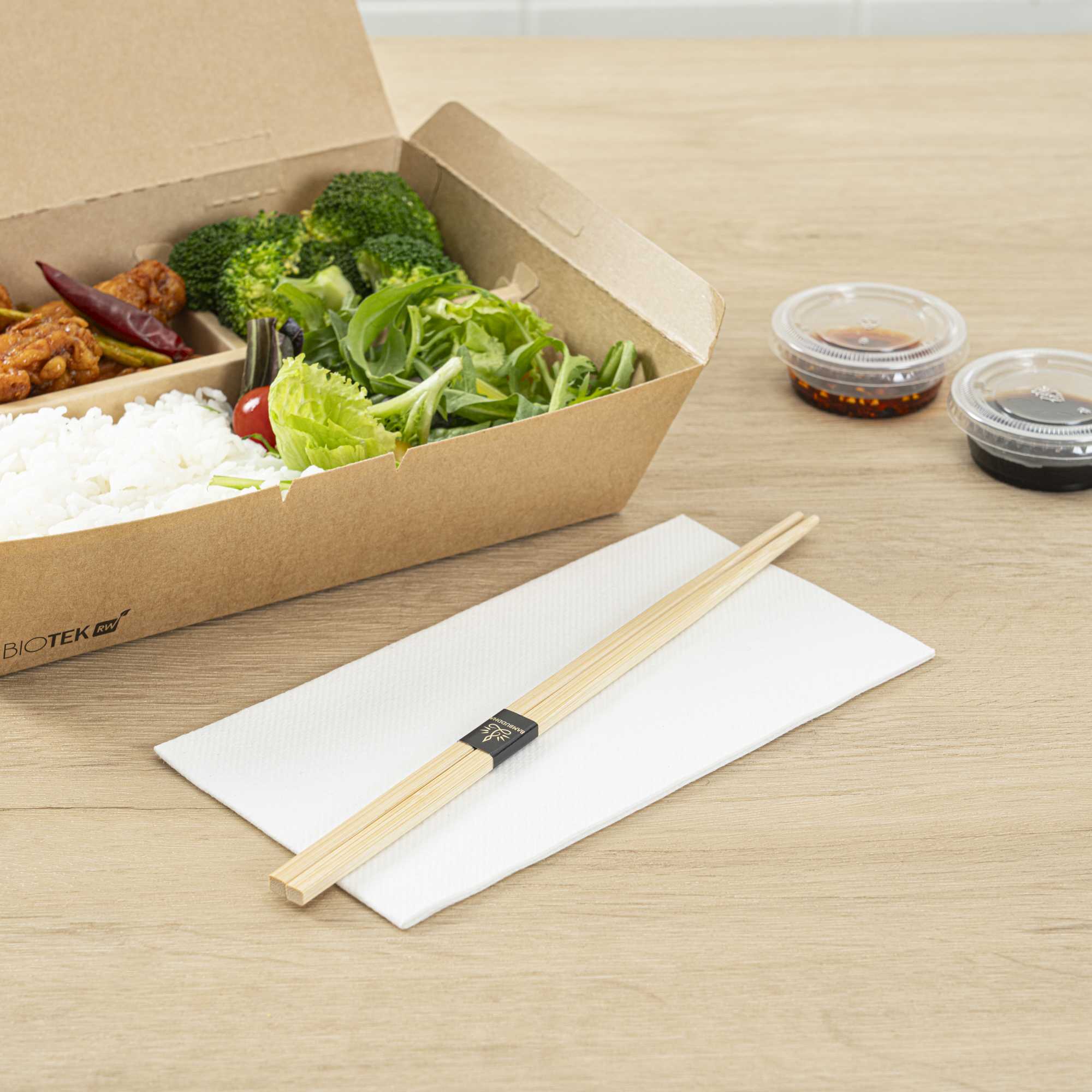 Bambuddha Square Natural Bamboo Modern Chopsticks - with Paper Band - 9 1/2" - 1000 count box