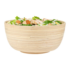 Bambuddha 30 oz Round Natural Spun Bamboo Large Salad Bowl - 11