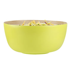 Bambuddha 51 oz Round Green Spun Bamboo Extra Large Salad Bowl - 13 1/2