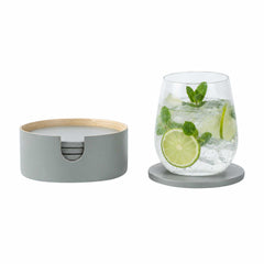Bambuddha Gray Bamboo 6-Piece Coaster Set - with Bamboo Holder - 4