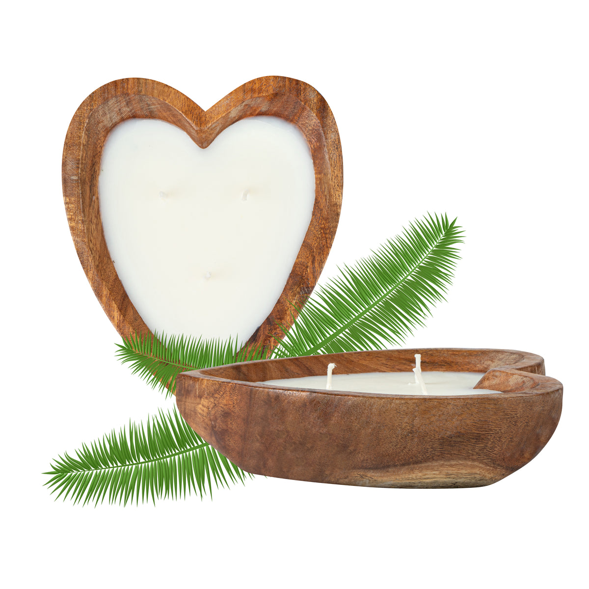 Coco Casa Handmade Wood Heart Bowl Candle - Pineapple Papaya - 7" x 5 1/2" x 2" - 10 count box