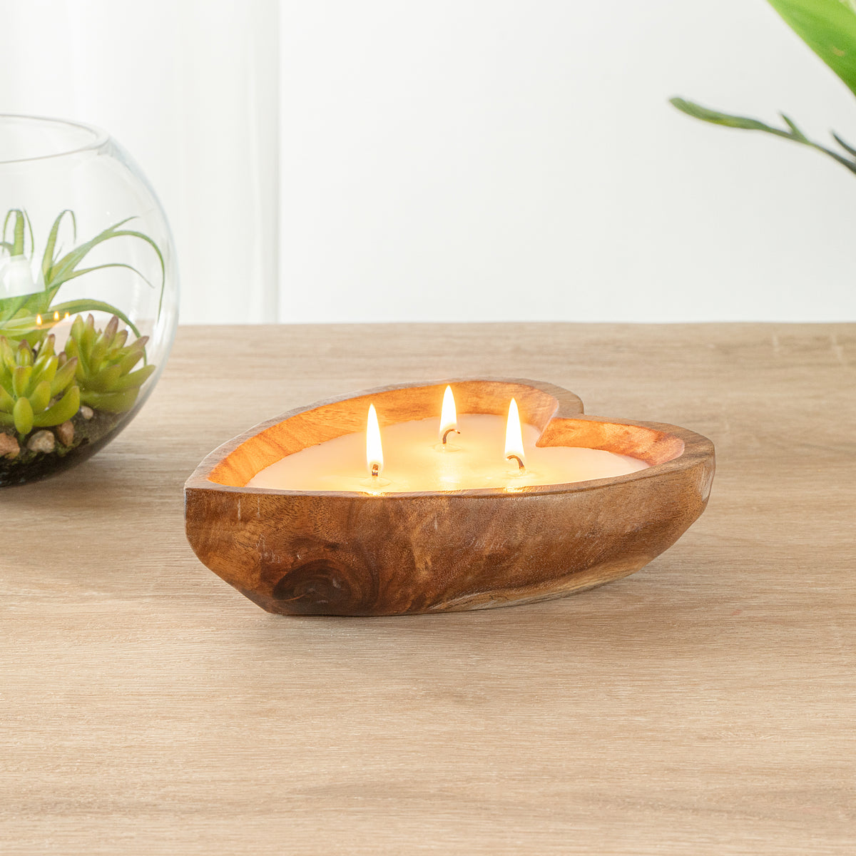 Coco Casa Handmade Wood Heart Bowl Candle - Pineapple Papaya - 7" x 5 1/2" x 2" - 10 count box