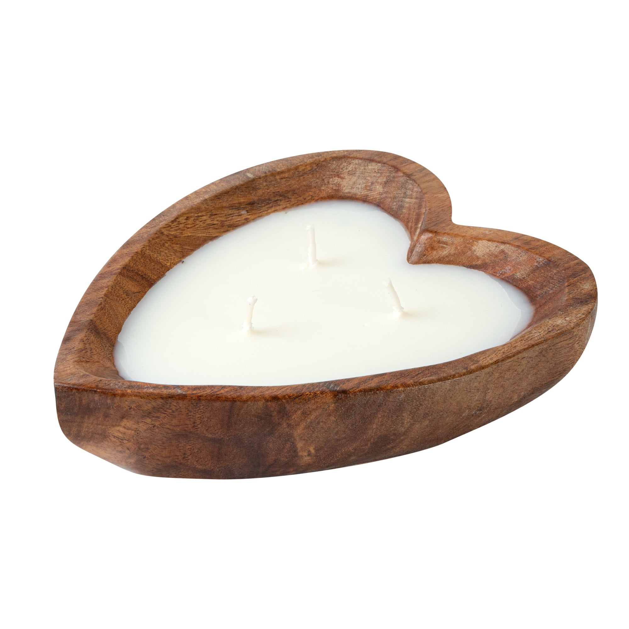 Coco Casa Handmade Wood Heart Bowl Candle - Sandalwood - 7" x 5 1/2" x 2" - 10 count box