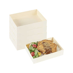 Taipei 24 oz Rectangle Natural Poplar Bento Box - 6 1/2