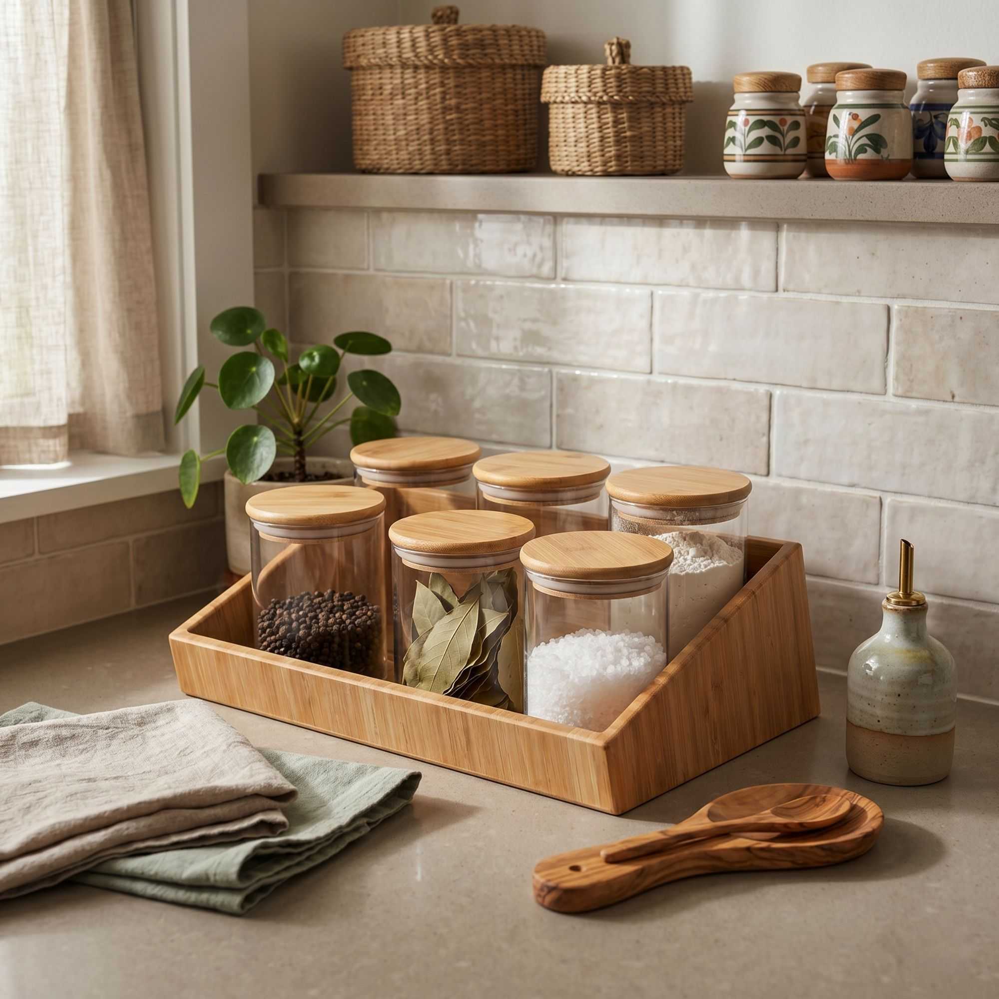 Eco Display Rectangle Natural Bamboo Display Bin - 19 3/4" x 11" x 6" - 1 count box