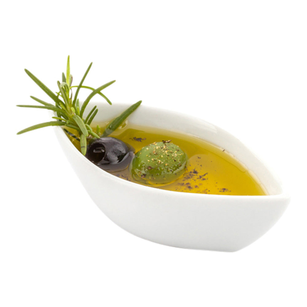 Chef 101 2 oz Oval White Porcelain Mini Canoe Dish - 4" x 2" x 1 1/4" - 10 count box