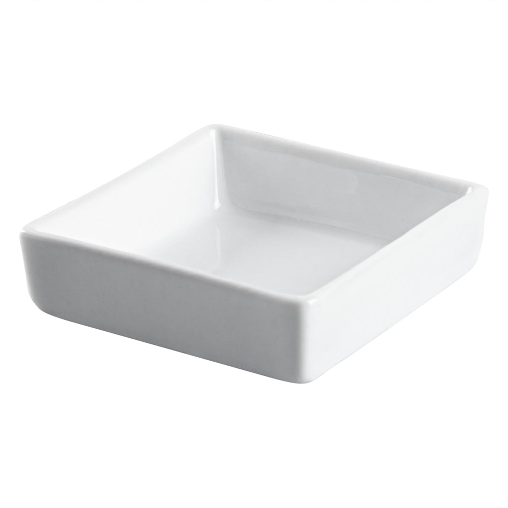 Chef 101 Square White Porcelain Mini Dish - 2 1/2" x 2 1/2" x 3/4" - 10 count box