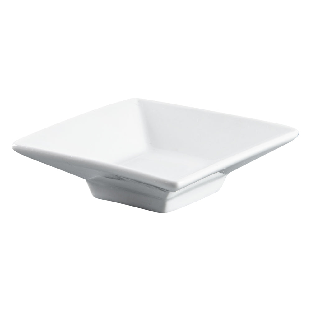 Chef 101 Square White Porcelain Mini Modern Plate - 3" x 3" x 1" - 10 count box