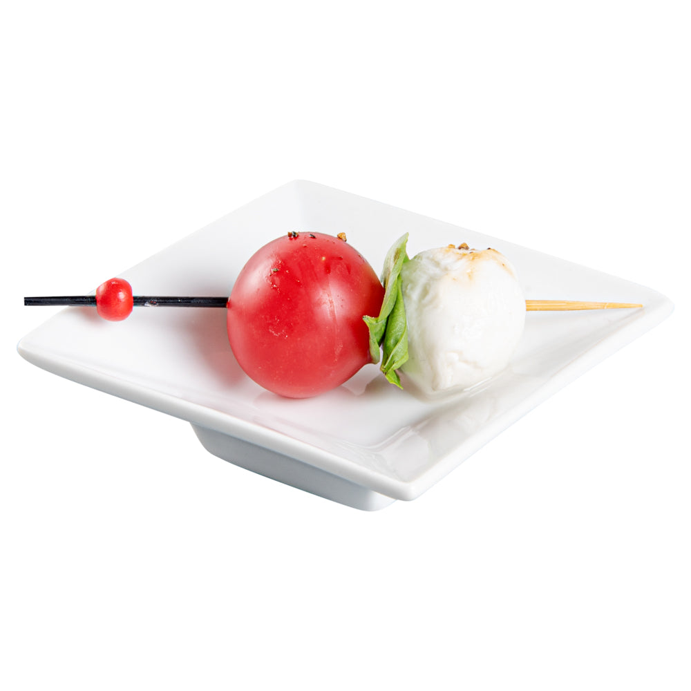 Chef 101 Square White Porcelain Mini Modern Plate - 3" x 3" x 1" - 10 count box