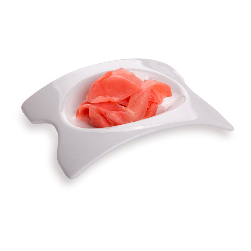 Chef 101 Rectangle White Porcelain Mini Concavo Dish - 4" x 3" x 3/4" - 10 count box