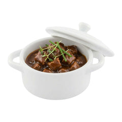 Chef 101 3 oz Round White Porcelain Mini Cocotte - 4 1/4