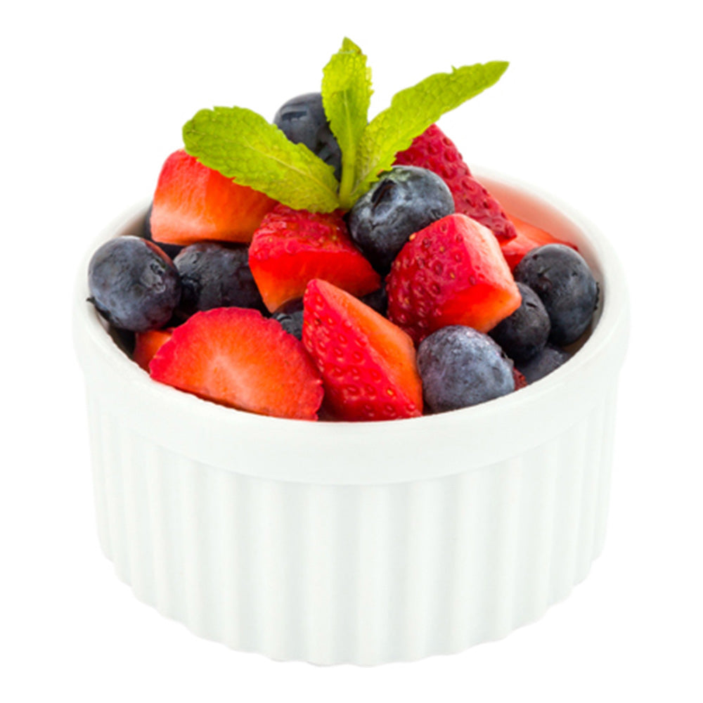 Chef 101 5 oz Round White Porcelain Mini Ramekin - 3" x 3" x 1 1/2" - 10 count box