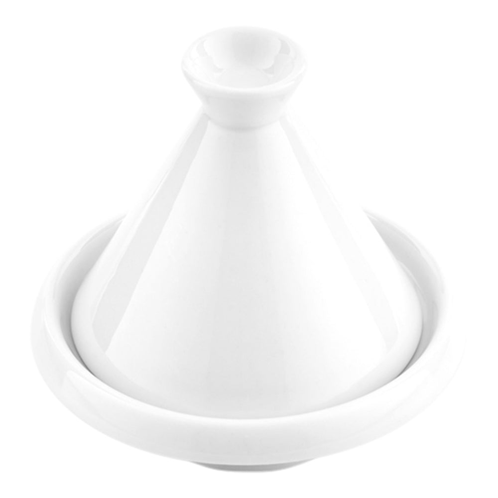 Chef 101 Round White Porcelain Mini Tajine - 3 1/2" x 3 1/2" x 3 1/2" - 10 count box