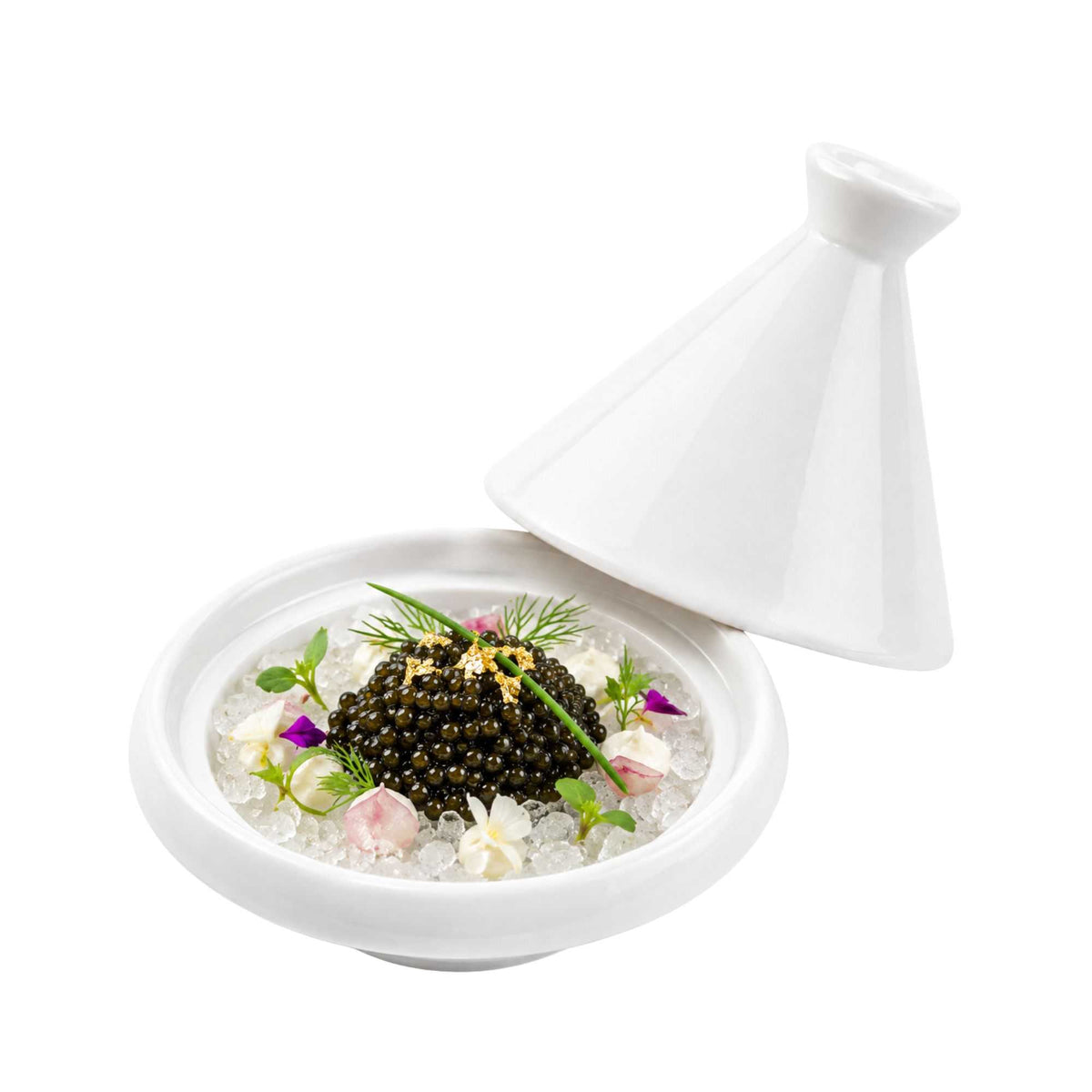 Chef 101 Round White Porcelain Mini Tajine - 3 1/2" x 3 1/2" x 3 1/2" - 10 count box