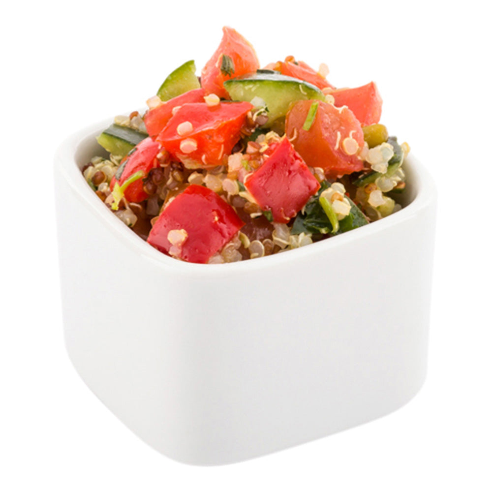 Chef 101 5 oz Square White Porcelain Medium Quadratto Cup - 2 1/4" x 2 1/4" x 2" - 10 count box