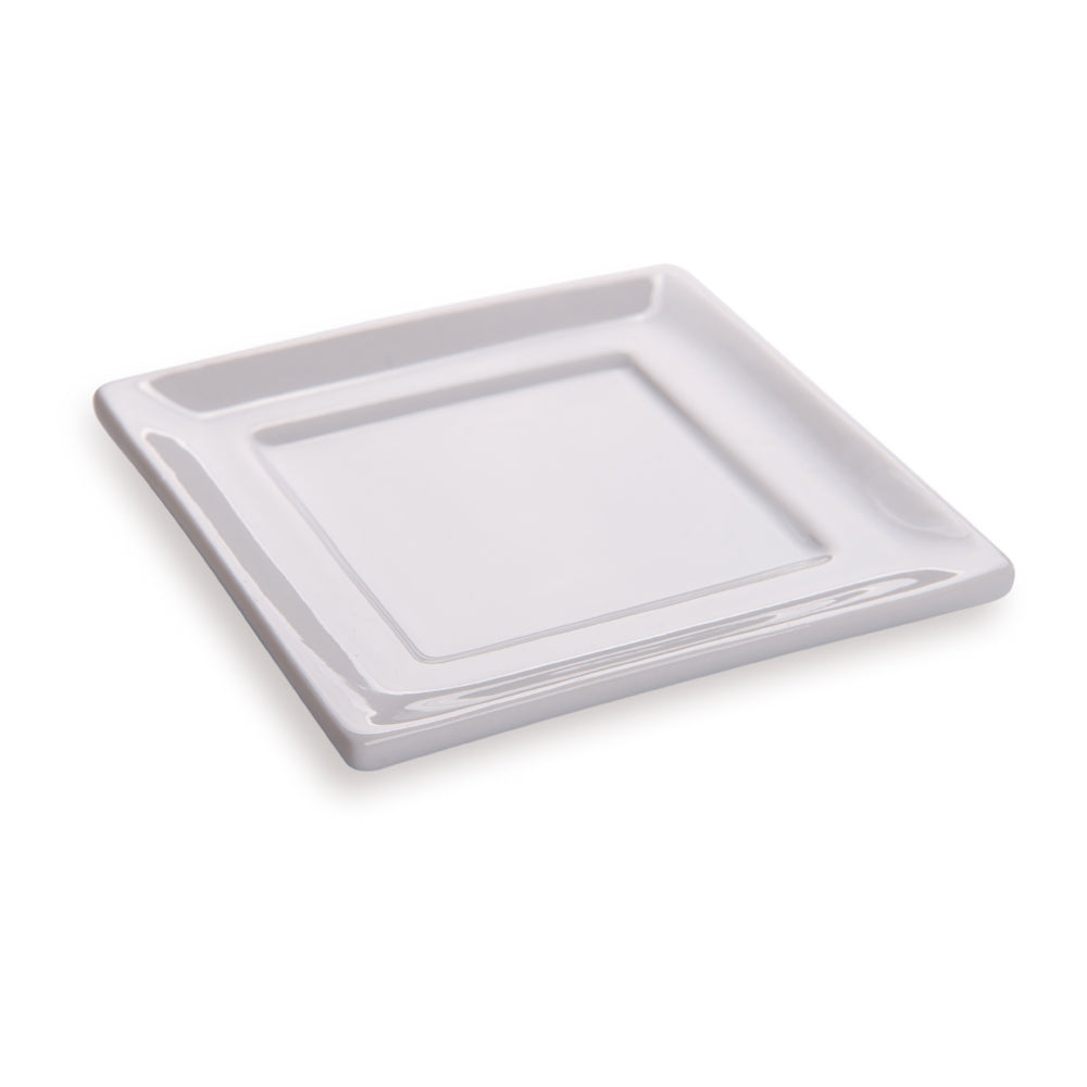 Chef 101 Rectangle White Porcelain Mini Flat Modern Plate - 3 1/2" x 3 1/2" - 10 count box