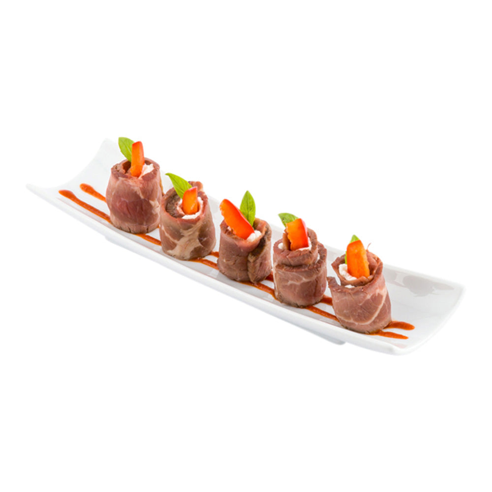 Chef 101 Shinto Rectangle White Porcelain Plate - 10 1/4" x 2 3/4" x 1 1/4" - 1 count box