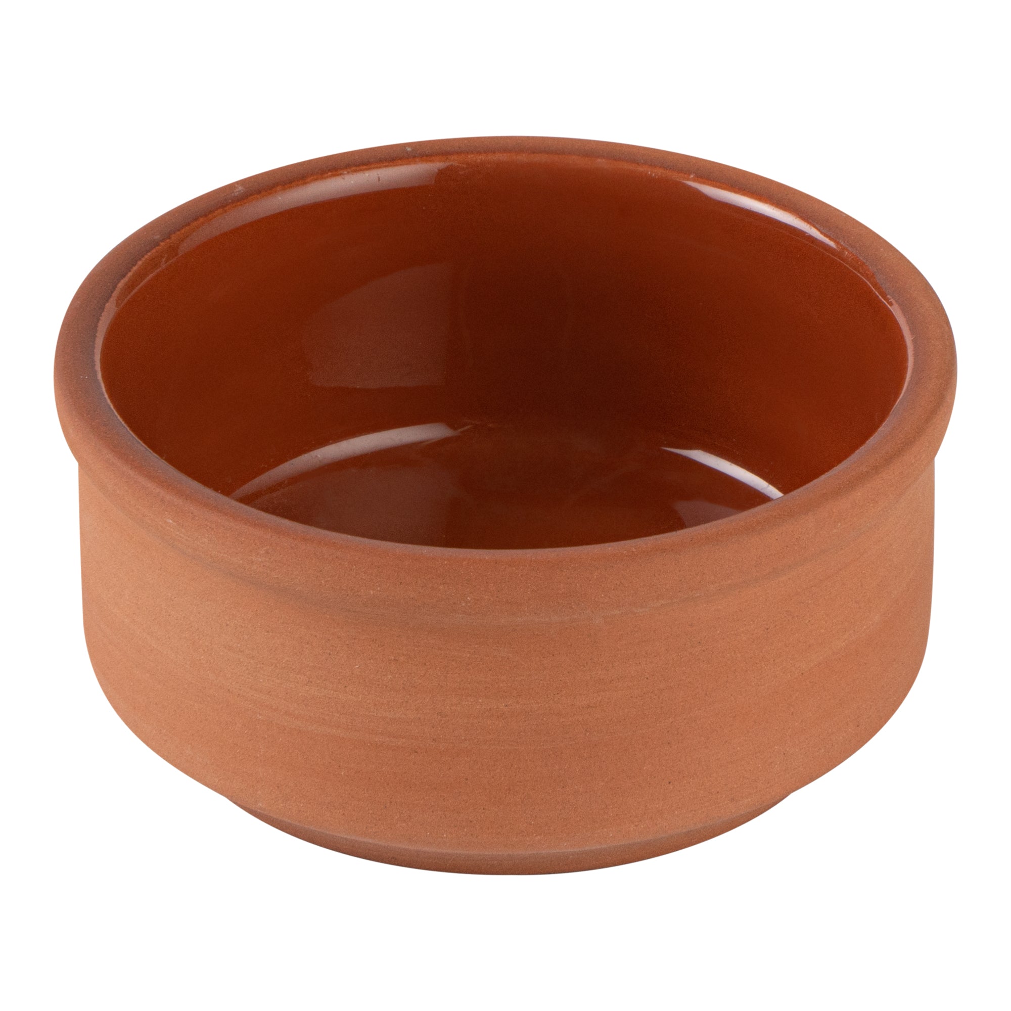 Terra Tek 3 oz Terracotta Cazuela Bowl - Brown Glazed Interior, Oven-Safe, Microwave-Safe - 3" x 3" x 1 1/2" - 10 count box