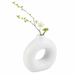 Table Art White Ceramic Donut Vase - 5 3/4'' x 2 1/4'' x 6'' - 1 count box