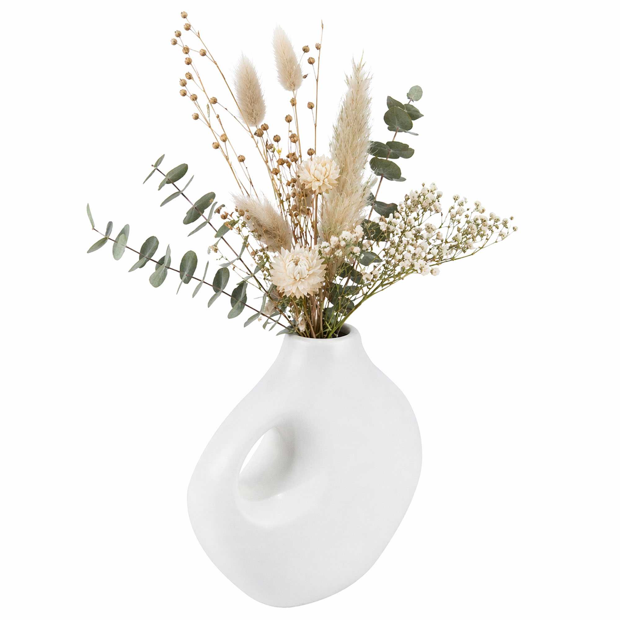 Table Art White Ceramic Jug Vase - 7'' x 3 1/4'' x 7'' - 1 count box