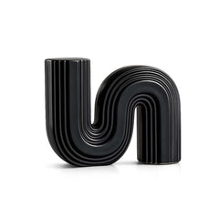 Table Art Black Ceramic S-Shaped Vase - 7 1/4'' x 2'' x 6'' - 1 count box
