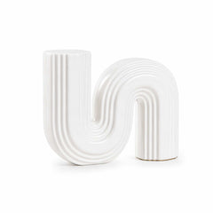 Table Art White Ceramic S-Shaped Vase - 7 1/4'' x 2'' x 6'' - 1 count box