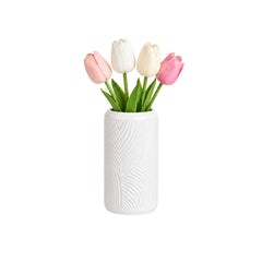 Table Art White Ceramic Vintage Vase - 3 1/4'' x 3 1/4'' x 6'' - 1 count box