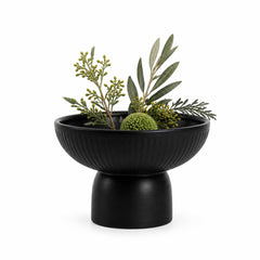 Table Art Black Ceramic Pedestal Vase - 6'' x 6'' x 4'' - 1 count box