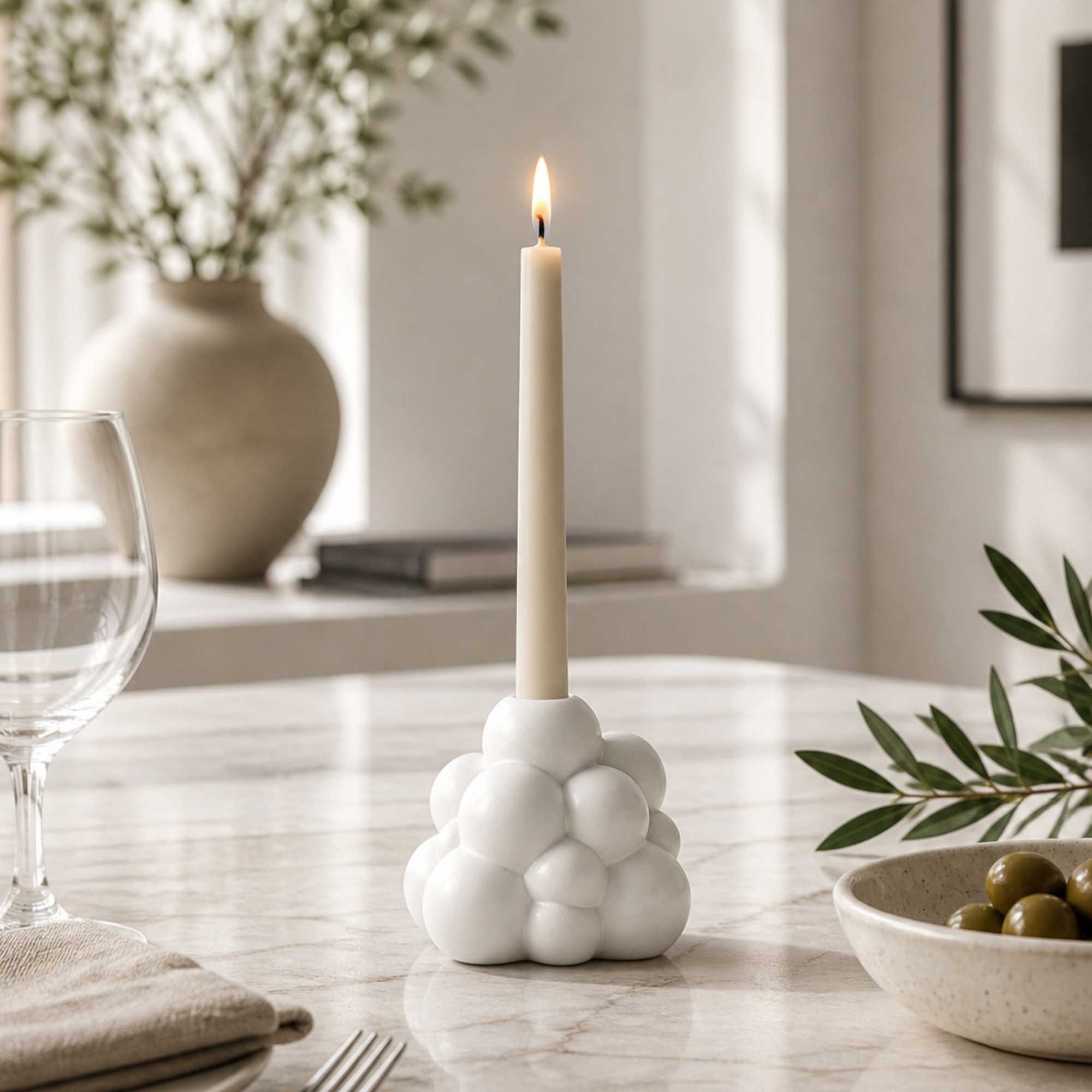 Table Art White Ceramic Bubble Vase - 5'' x 5'' x 4 1/4'' - 1 count box