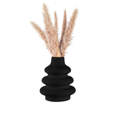 Table Art Black Ceramic Stacked Vase - 6 3/4'' x 6 3/4'' x 8'' - 1 count box
